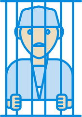 Criminal in Jail Blue And Yellow Icon.