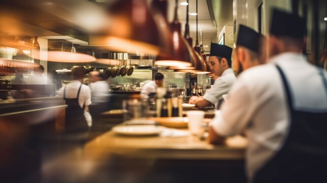 Blurred abstract background luxury restaurant interior
