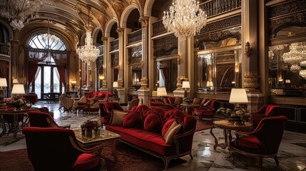 Gilded Elegance: The Opulent Hotel Lobby. Generative AI 10