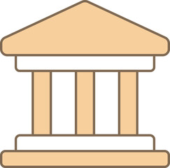 Bank Icon In Brown And White Color.