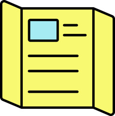 Brochure Icon In Yellow And Blue Color.