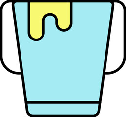 Paint Bucket Icon In Blue And Yellow Color.