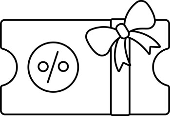 Gifting Discount Voucher Icon In Black Line Art.