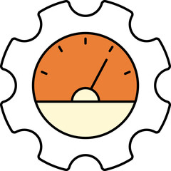 Speedometer Setting Icon In Orange And White Color.