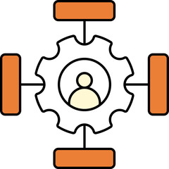 User or Account Setting Icon In White And Orange Color.