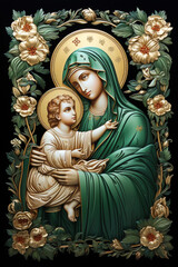 Fototapeta premium Mother of God of the Herbs. AI generativ