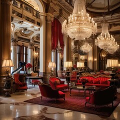 Gilded Elegance: The Opulent Hotel Lobby. Generative AI 4