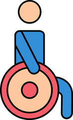 Flat Style Wheelchair Man Colorful Icon.
