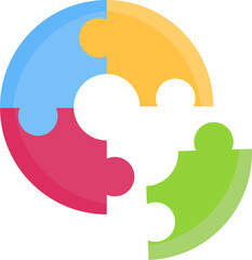 Vector Illustration of Circle Puzzle Icon in Colorful Flat Style.