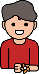 Cheerful Young Boy Wearing Rakhi (Wristband) Icon.
