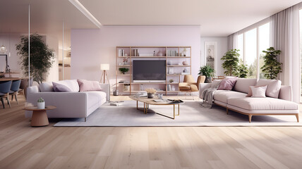 the open floor layout that's characteristic of modern living rooms