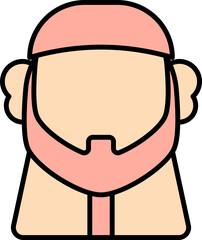 Faceless Muslim Man Icon In Red And Orange Color.