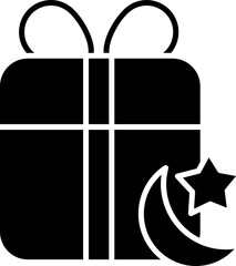 Gift Box Icon In B&W Color.