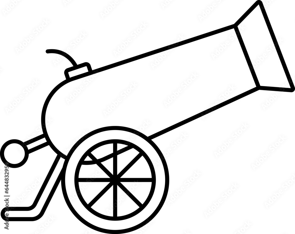 Wall mural isolated cannon gun icon in thin line art.