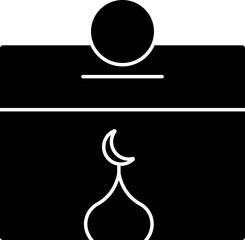 Glyph Style Donation Box Of Muslim Icon.