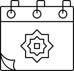 Stroke Style Islamic Calendar Icon Or Symbol.