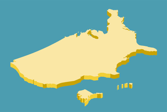 Isometric hand drawn map of the USA. 3D color vector.