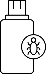 Infected USB Drive Icon In Black Outline.