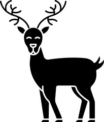 Illustration of Reindeer Icon In Glyph Style.