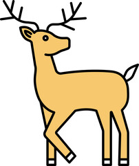 Flat Style Reindeer Icon In Yellow Color.