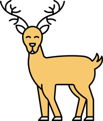 Illustration of Reindeer Icon In Yellow Color.