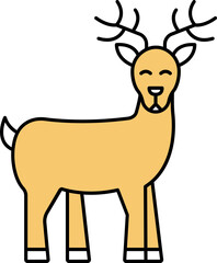Reindeer Icon In Yellow Color.