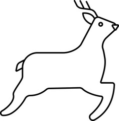 Illustration of Reindeer Icon In Black Outline.