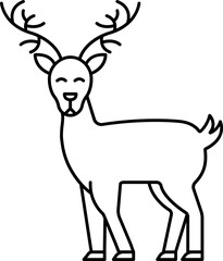 Illustration of Reindeer Icon In Thin Line Art.