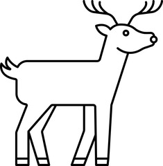 Reindeer Icon In Black Line Art.