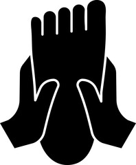 B&W Foot Massage Icon Or Symbol.