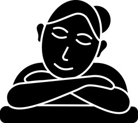 Black And White Female Relaxing Icon.