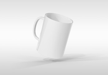 Isolated mug mockup on white. Blank coffee cup template. 3D rendering