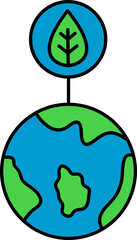 Plant In Earth Green And Blue Icon.