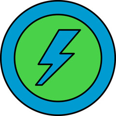 Green And Blue Flash Symbol On Round Background.