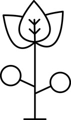 Flat Style Leaves Plant Line Art Icon.