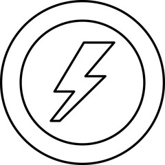 Line Art Flash Symbol On Round Background.