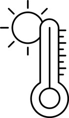 High Temperature Icon In Black Outline.