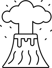 Flat Style Volcano Line Art Icon.