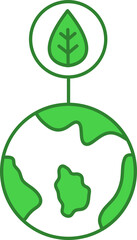 Plant In Earth Green And White Icon.