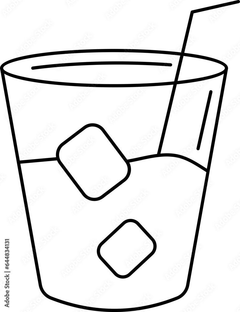 Poster Cold Drink Glass Icon In Thin Line Art.