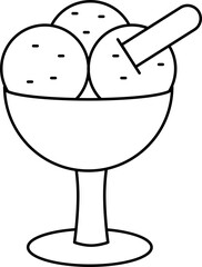 Ice Cream Cup Or Sorbet Bowl Icon In Line Art.