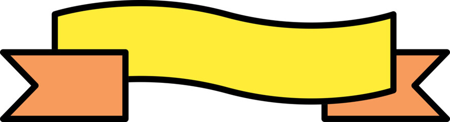 Orange And Yellow Color Fold Ribbon Icon.