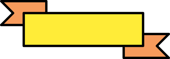 Empty Ribbon Icon In Orange And Yellow Color.