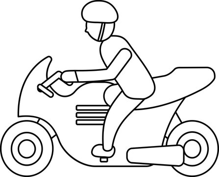 recommend clip art: Man Riding Motorcycle Icon In Thin Line Art.