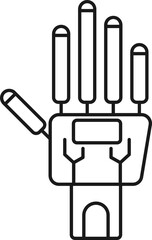 Robotic Hand Icon In Thin Line Art.