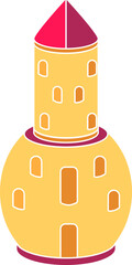 Castle Tower Icon In Flat Style.