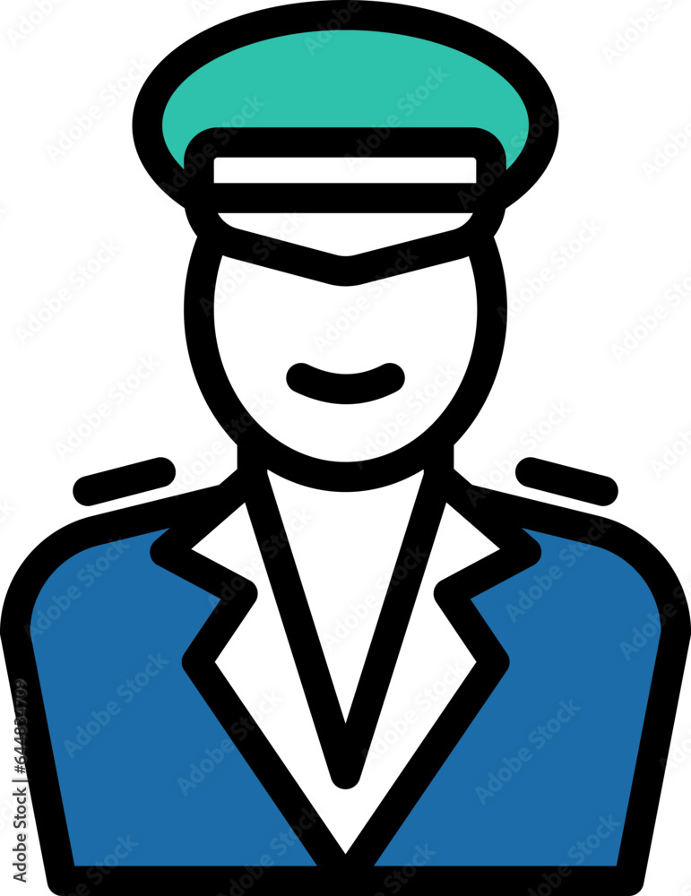 Sticker sailor character icon in blue and white color.