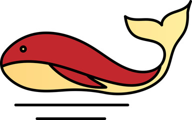 Whale Icon Or Symbol In Red And Yellow Color.