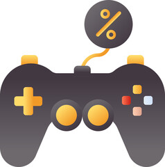 Discount On Video Game Controller For Sale Or Shopping Grey And Golden Icon.