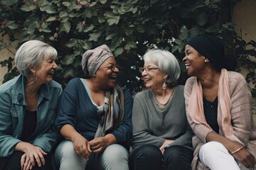 A charming group of retired Caucasians between the ages of 60 and 80 enjoying each other's company.